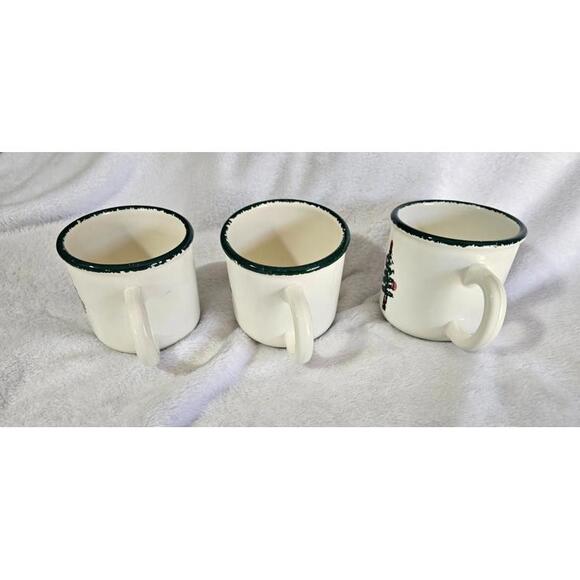 (Set of 3) Vintage Furio Coffee Mug Cup Christmas Sponged Trees Italy White 4" - Picture 3 of 9